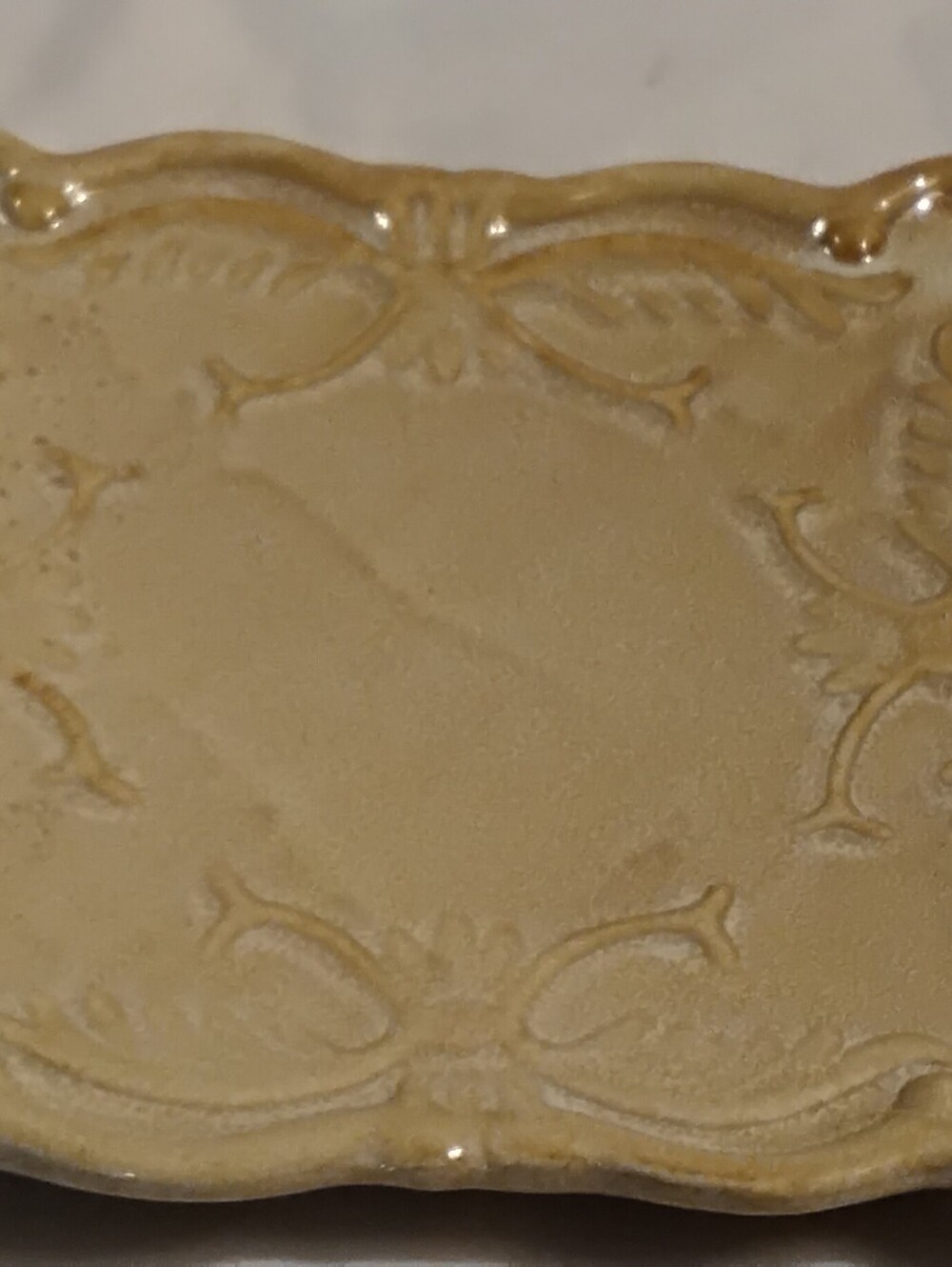 California Pantry Ceramics EMBOSSED 6" Square Accent Plate / Trivet Tray
